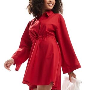 ❣️ ASOS DESIGN mini shirt dress with channel front red! New with tags